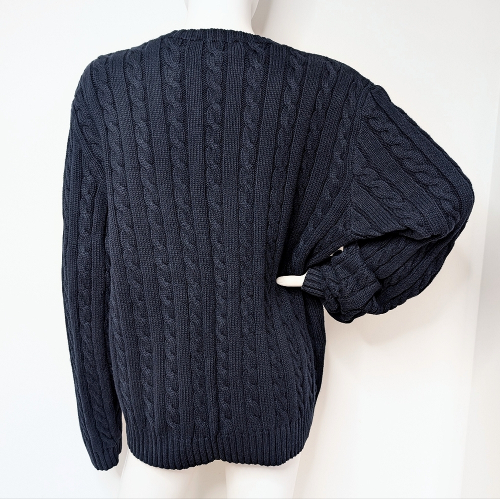 J. Crew Navy Cable-Knit Crewneck Pullover Sweater - Picture 4 of 4